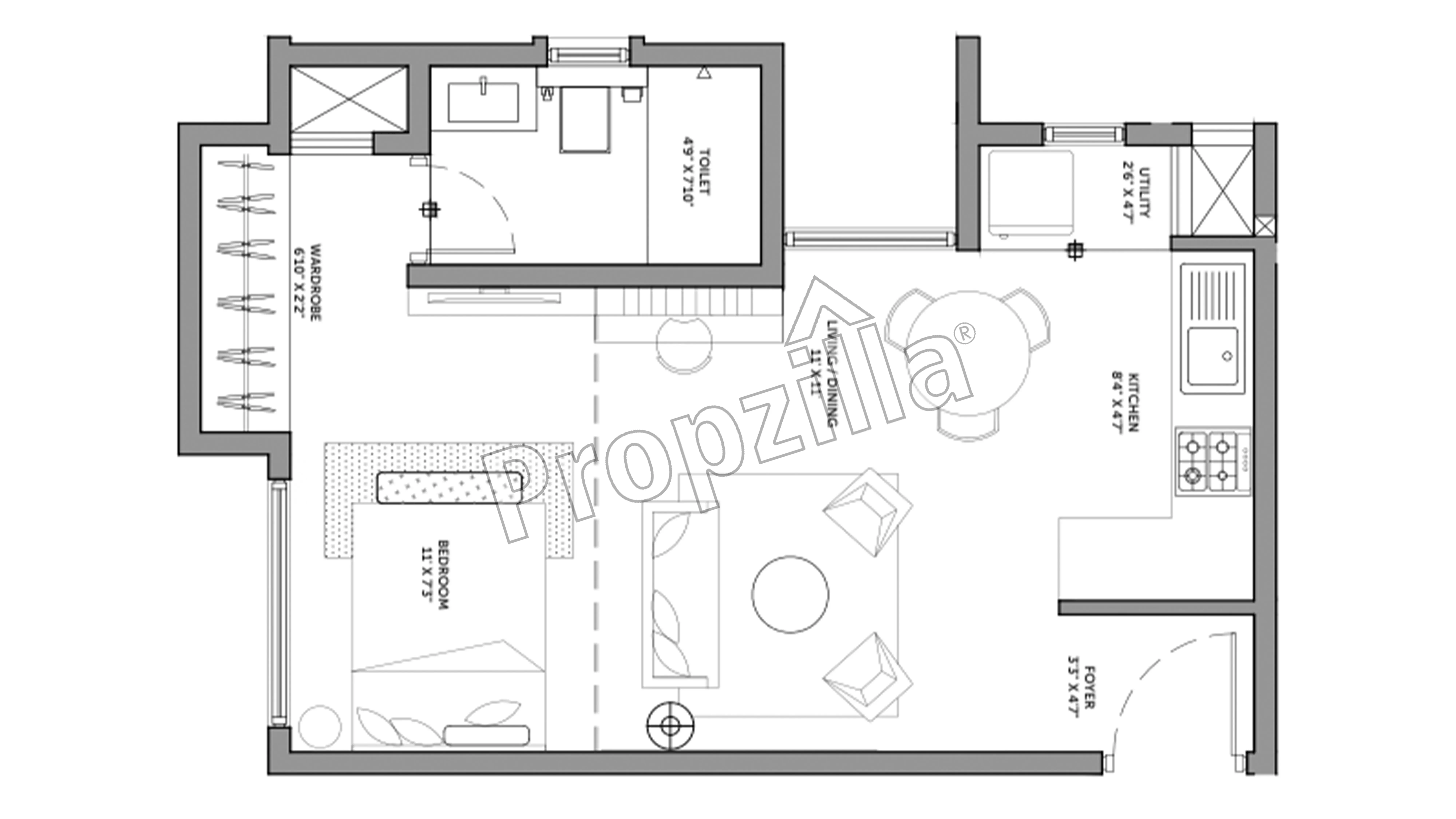 Assetz 63 Degree East Studio Floor Plan