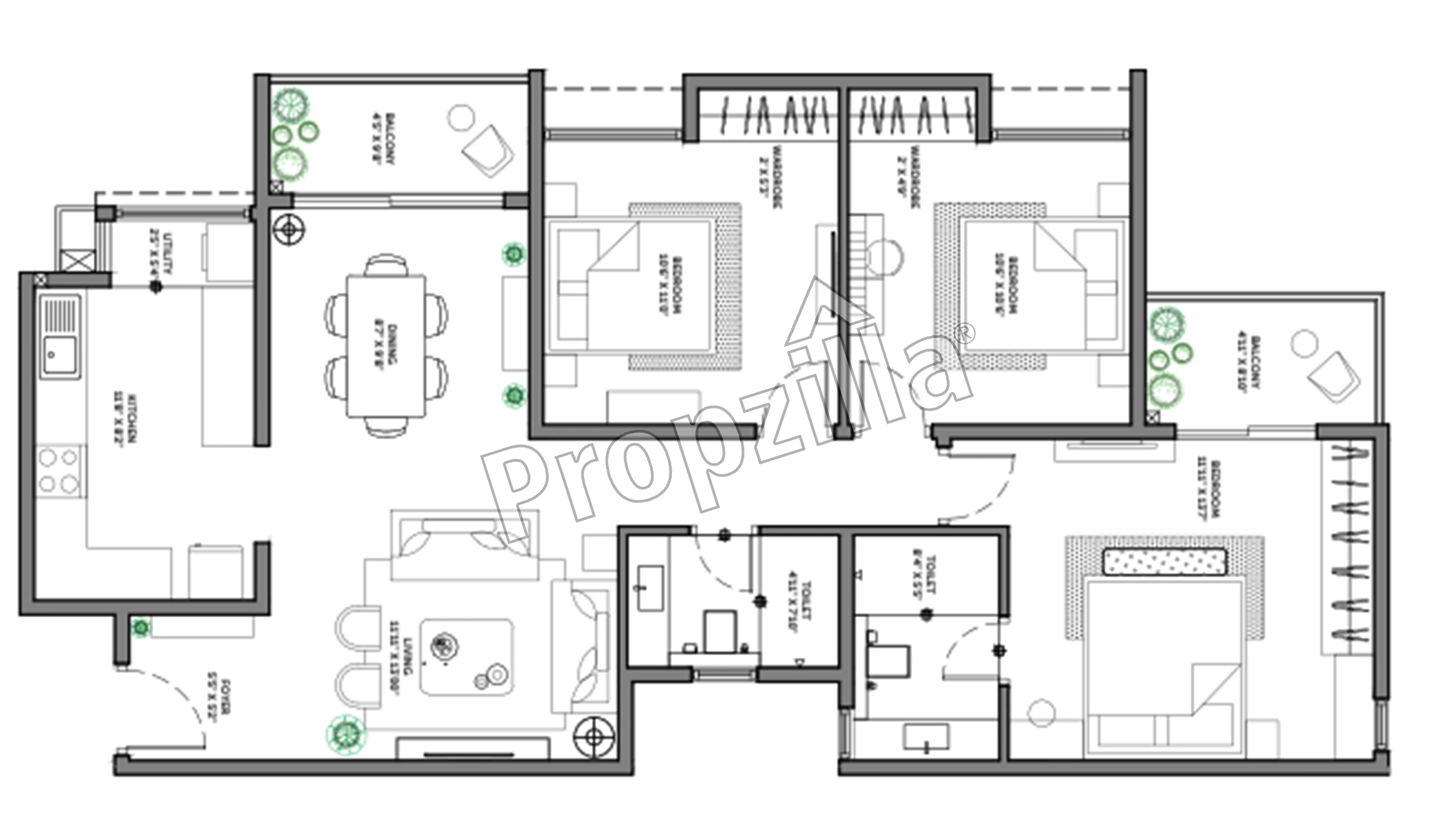 Assetz 63 Degree East 2 BHK Floor Plan