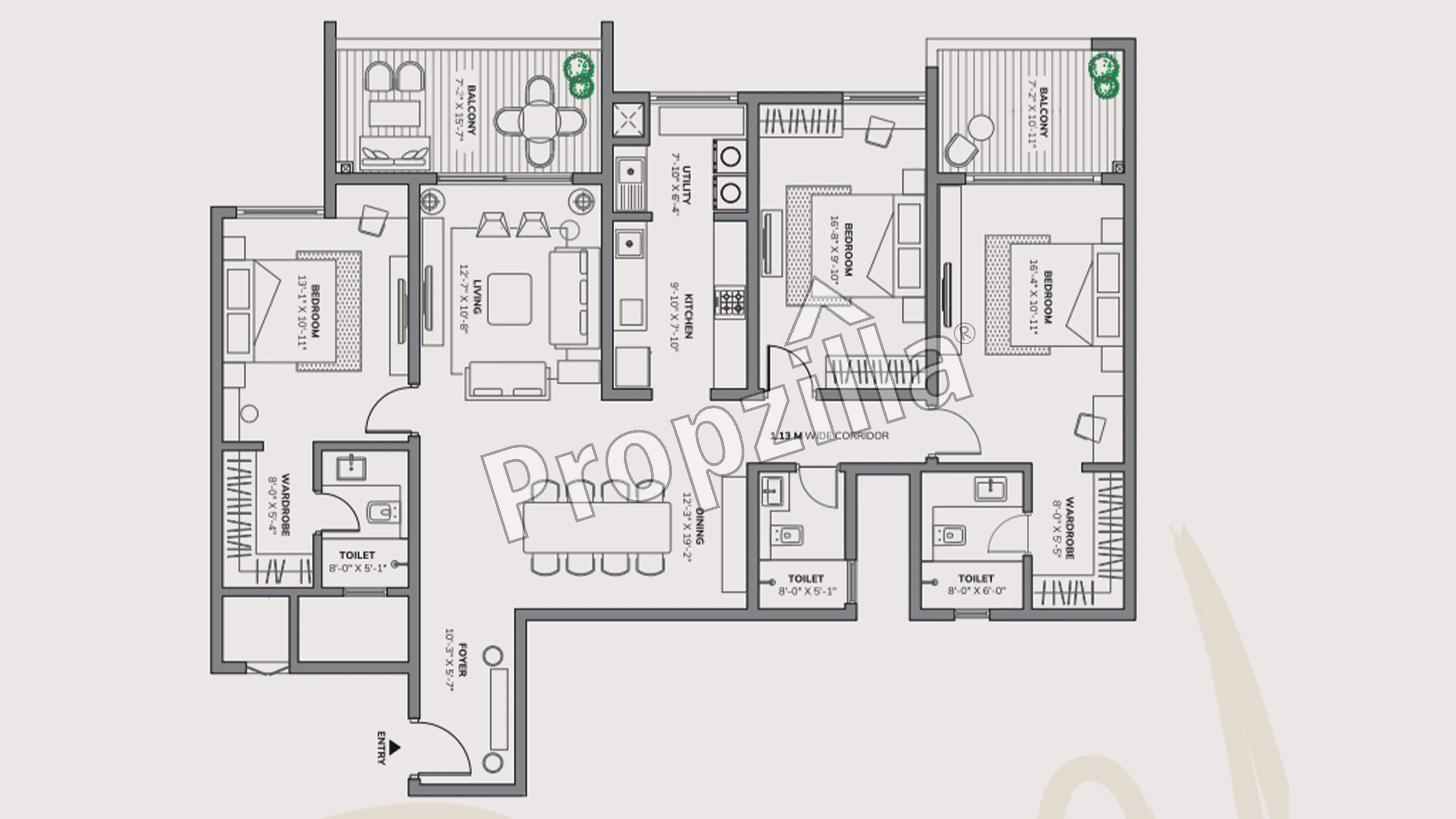 Assetz 66 & Shibui 3 BHK Floor Plan
