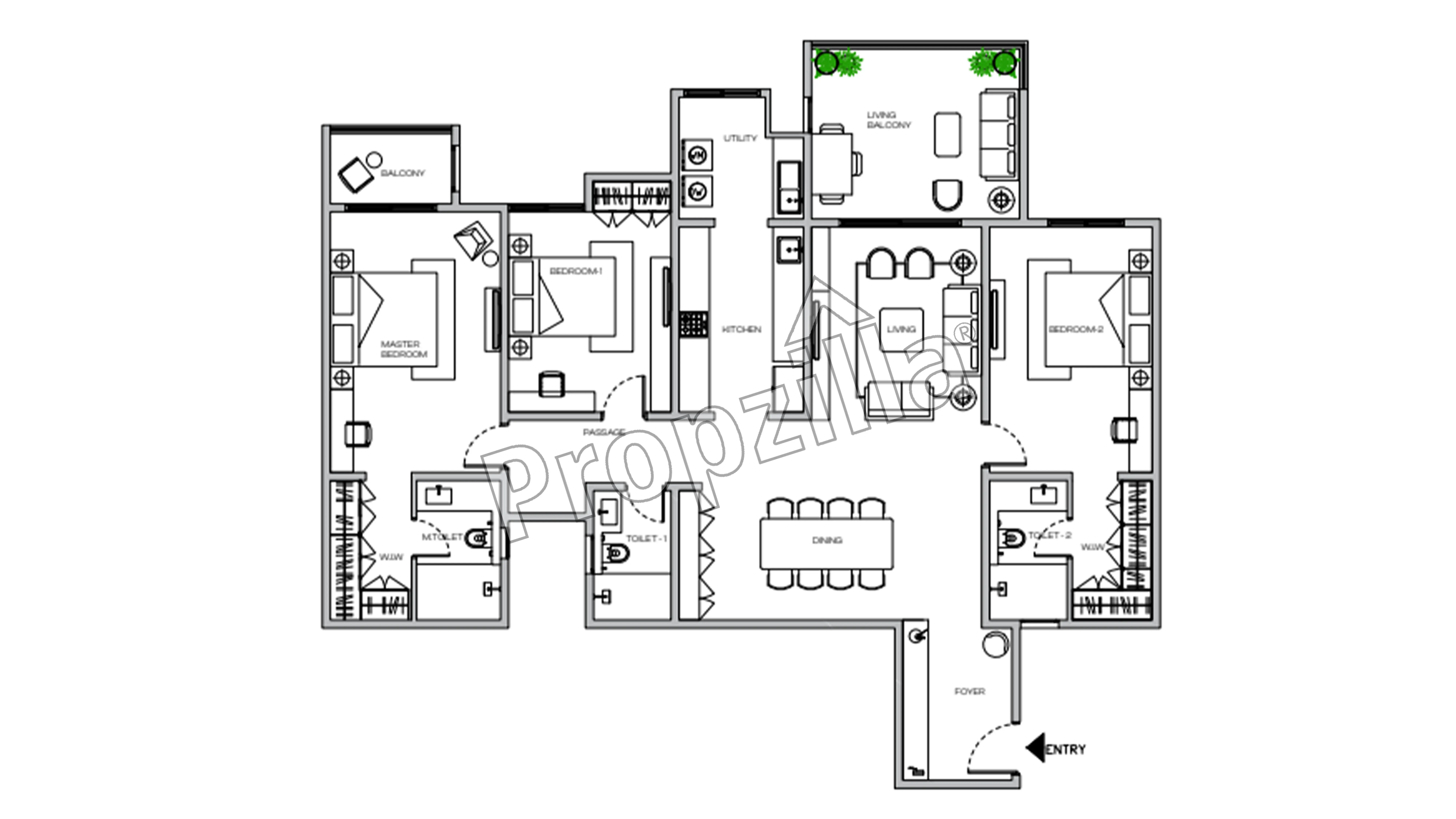 Assetz Zen & Sato 3 BHK Floor Plan