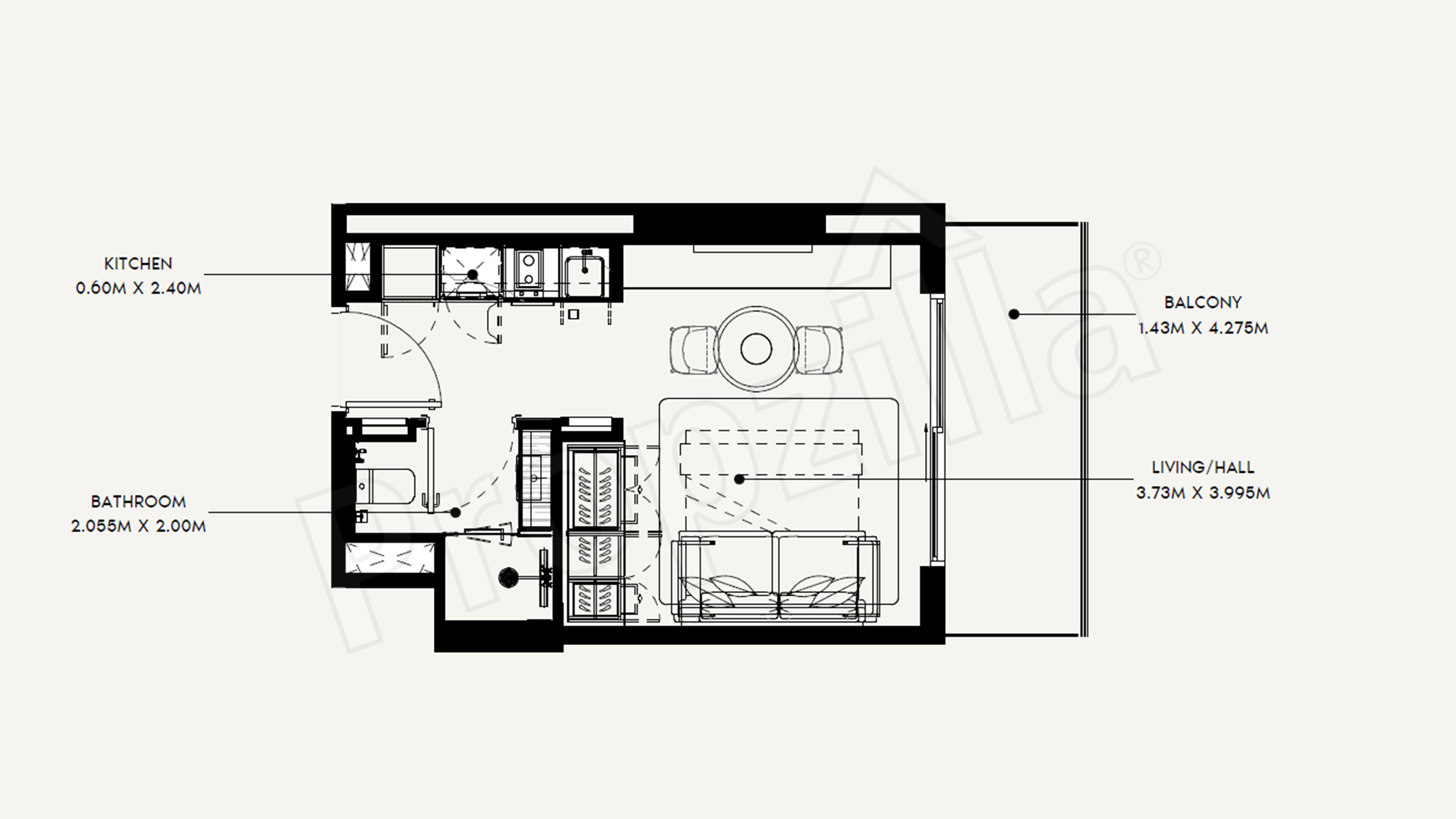 Azizi Rose Studio Floor Plan