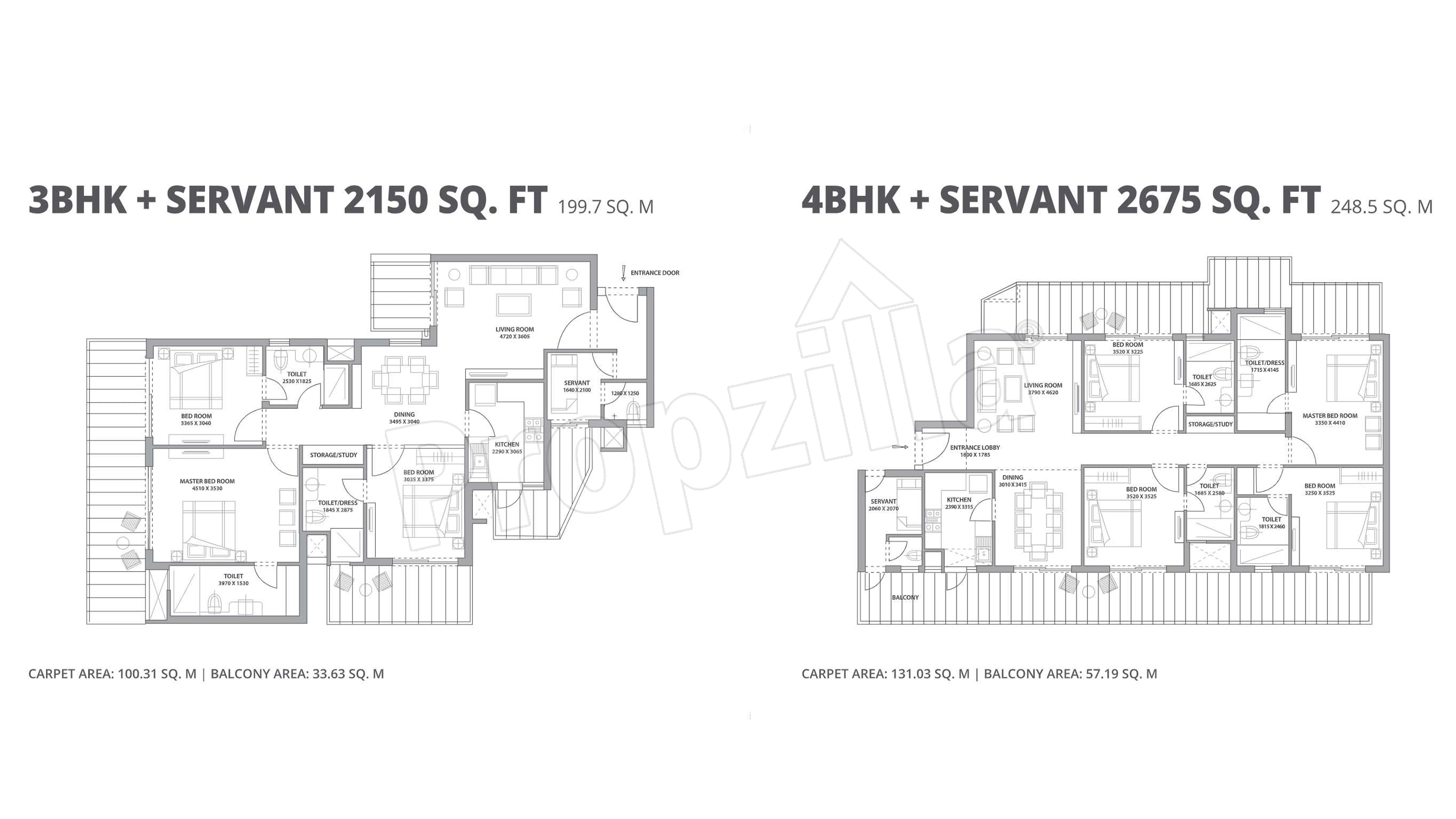 bestech altura 3 bhk Floor Plan