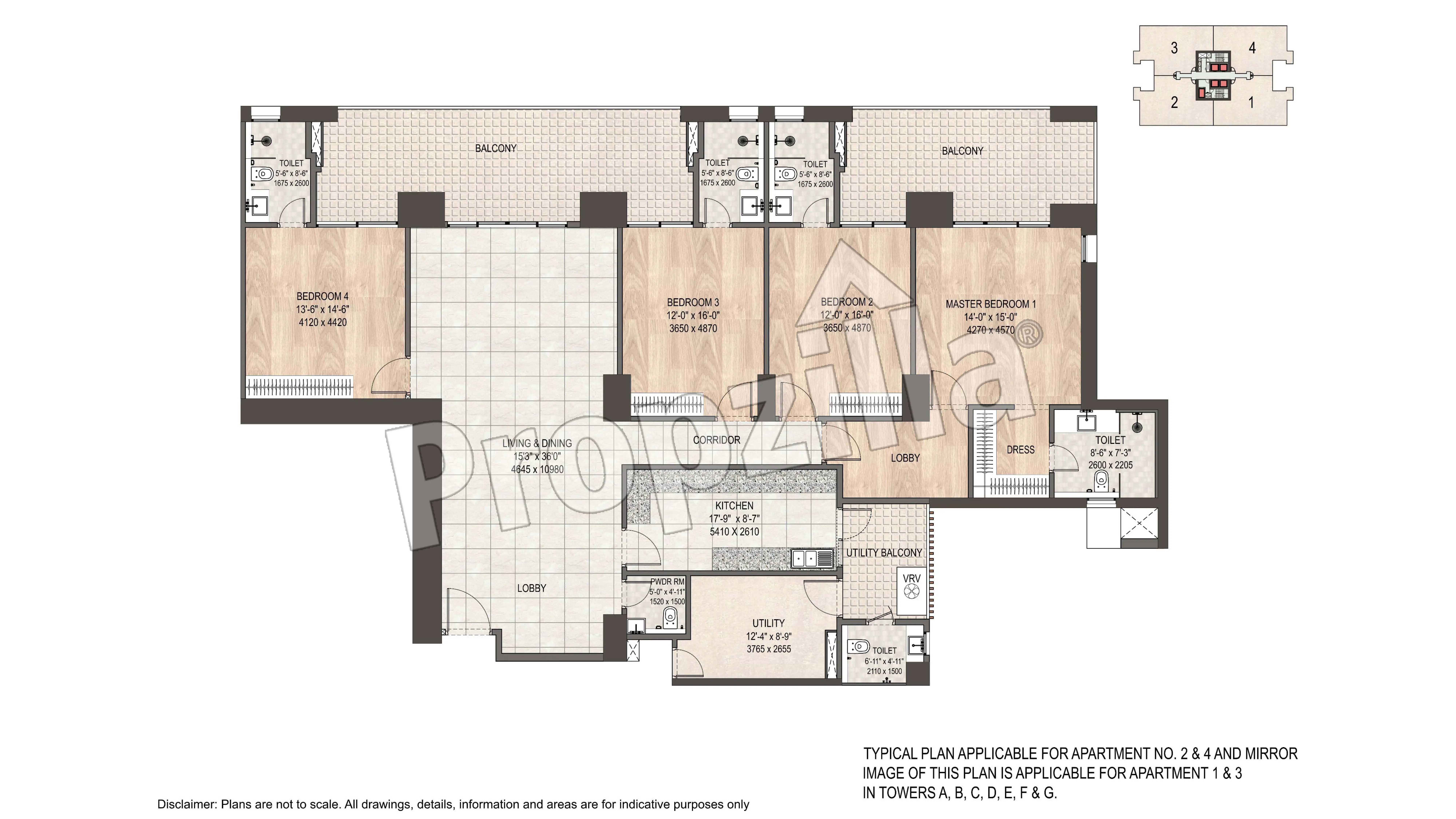 dlf Privana South 4 bhk apartments floor plan