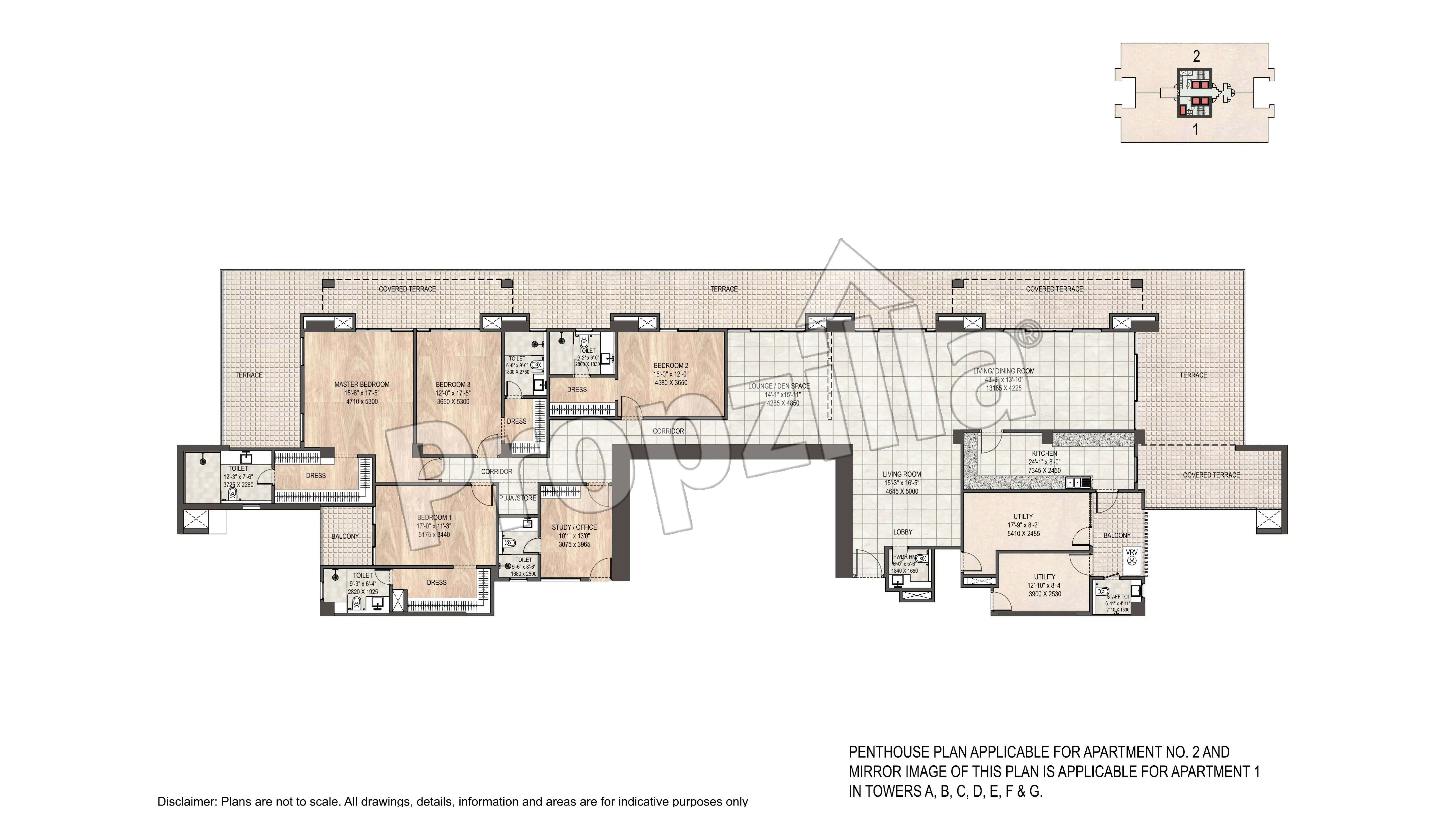 dlf Privana South 4 bhk penthouse floor plan