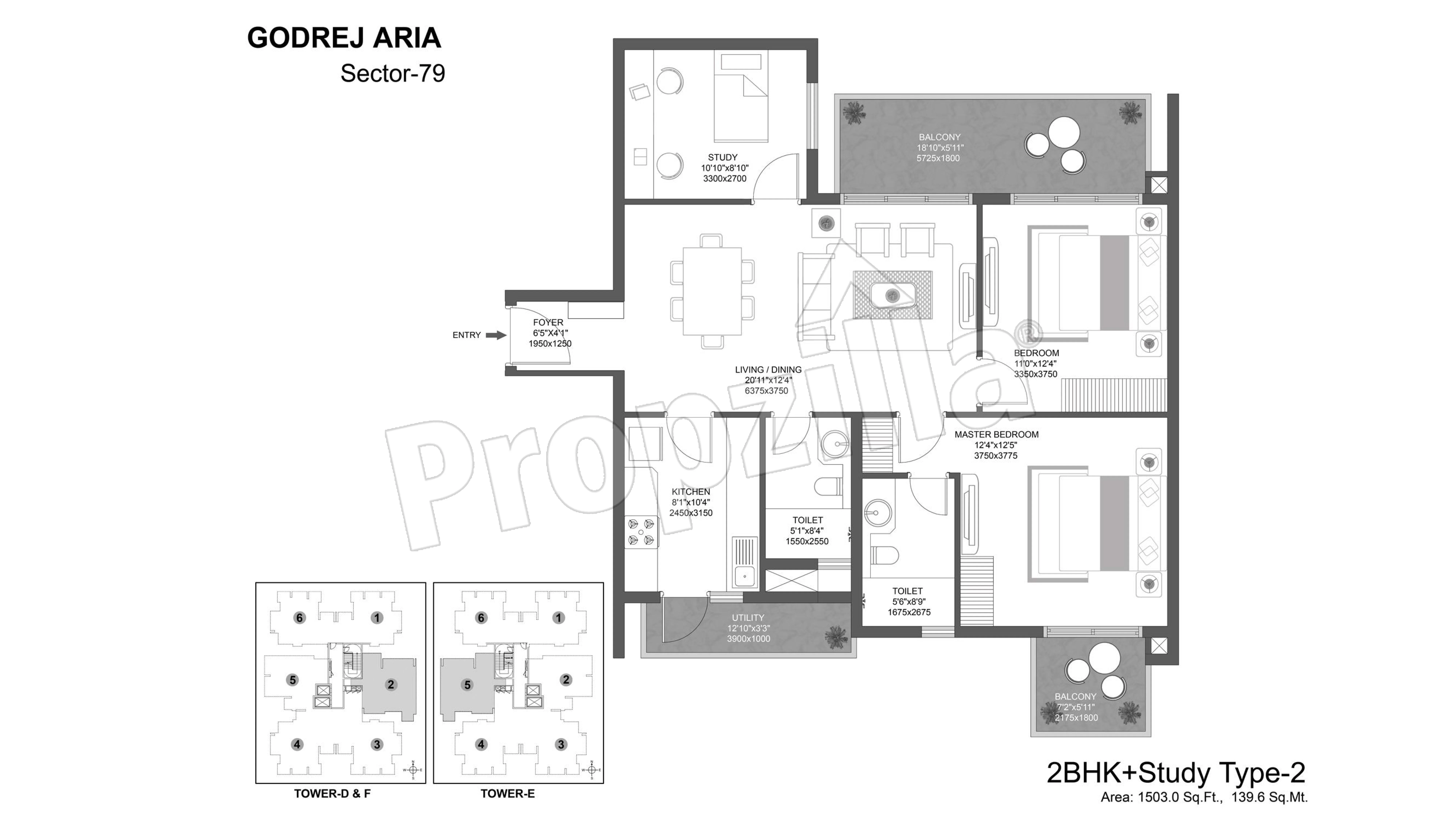 godrej aria 2 bhk type 1 floor plan
