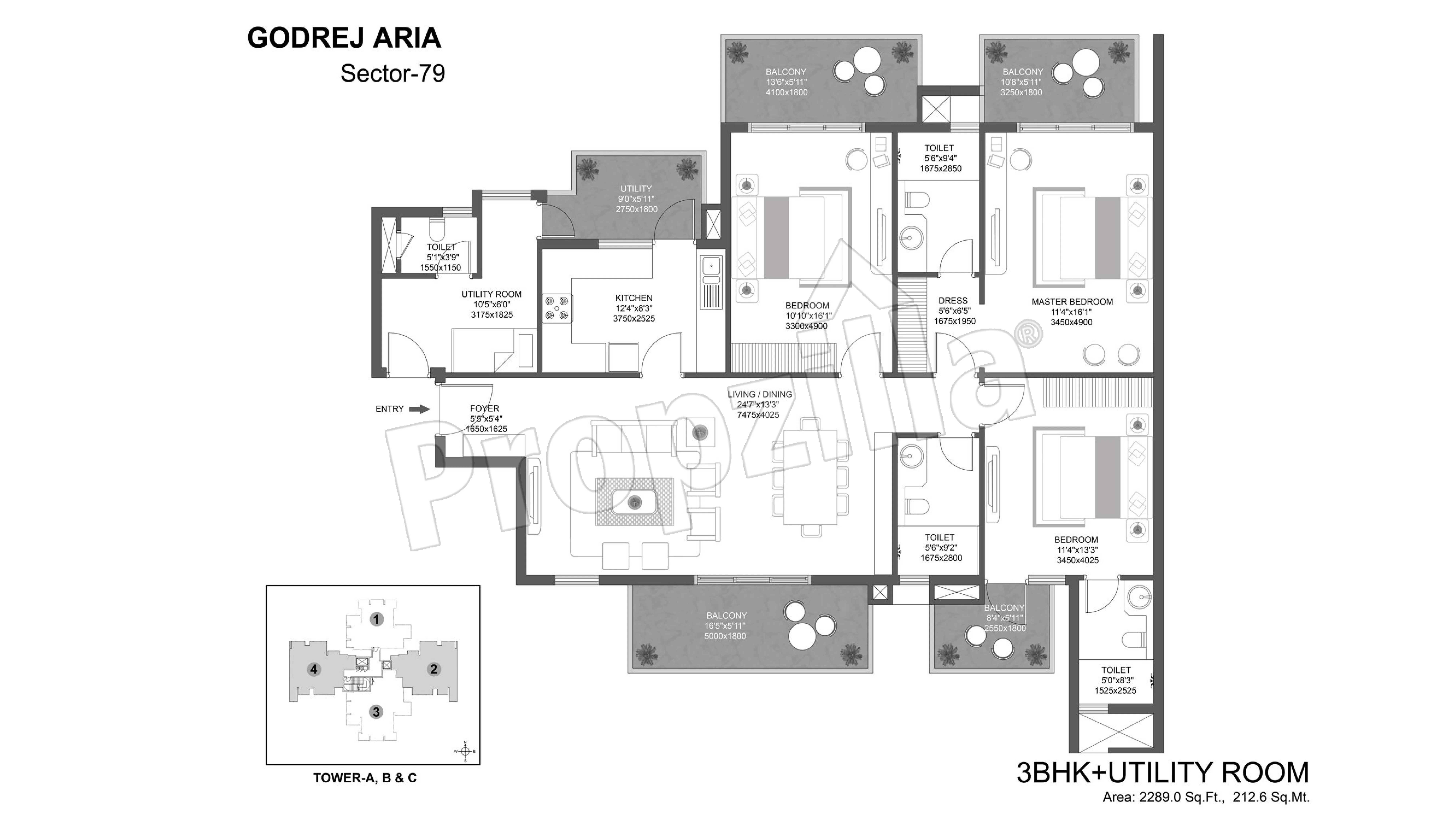 godrej aria 3 bhk type 2 floor plan