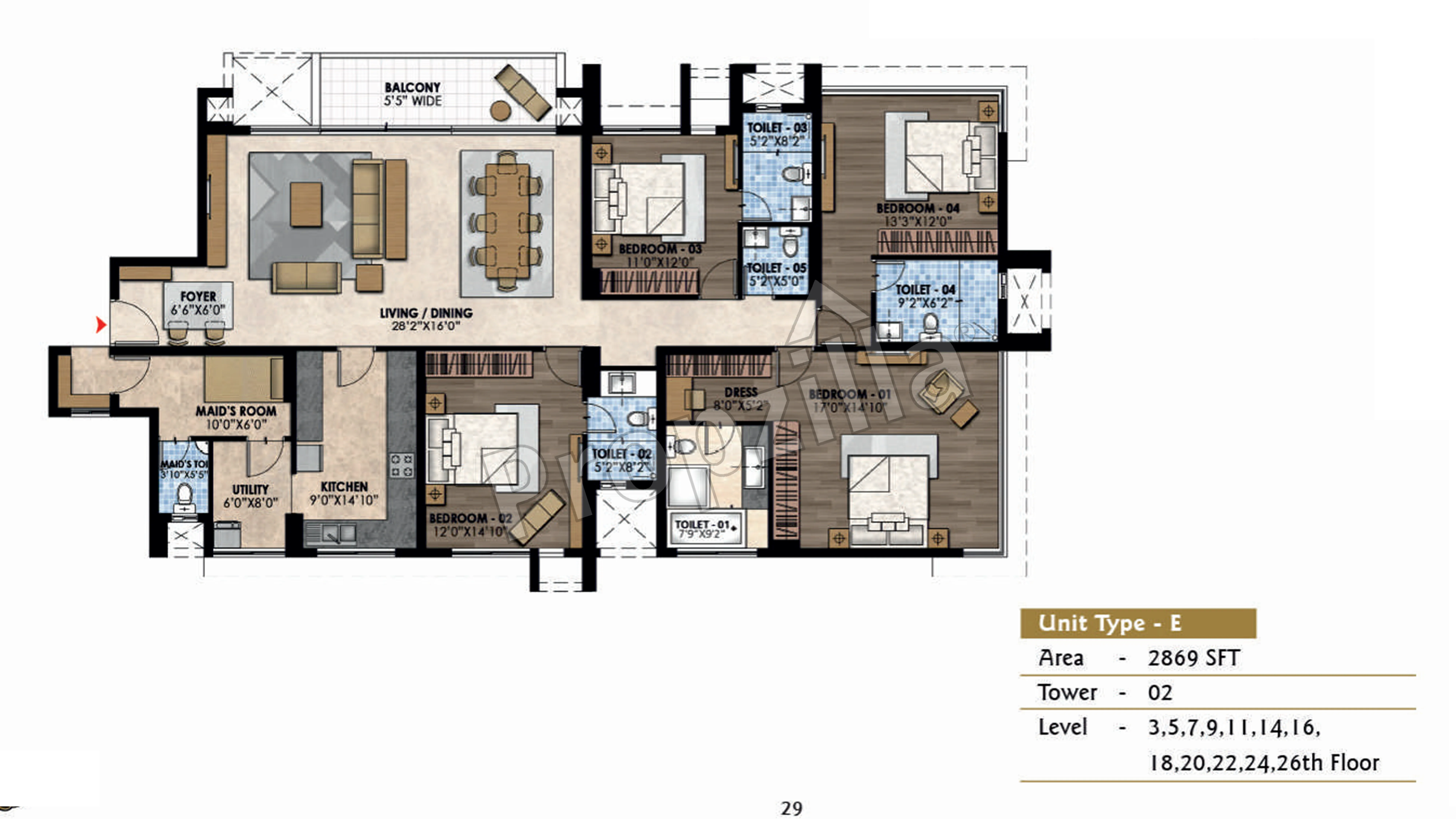 Prestige Fairfield 3 BHK Floor Plan