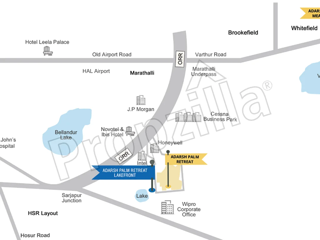 Adarsh Lakefront Directions