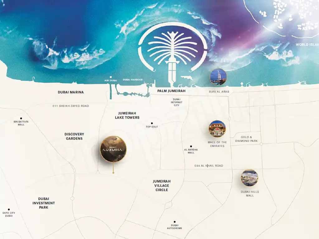 Binghatti Luxuria Location Map